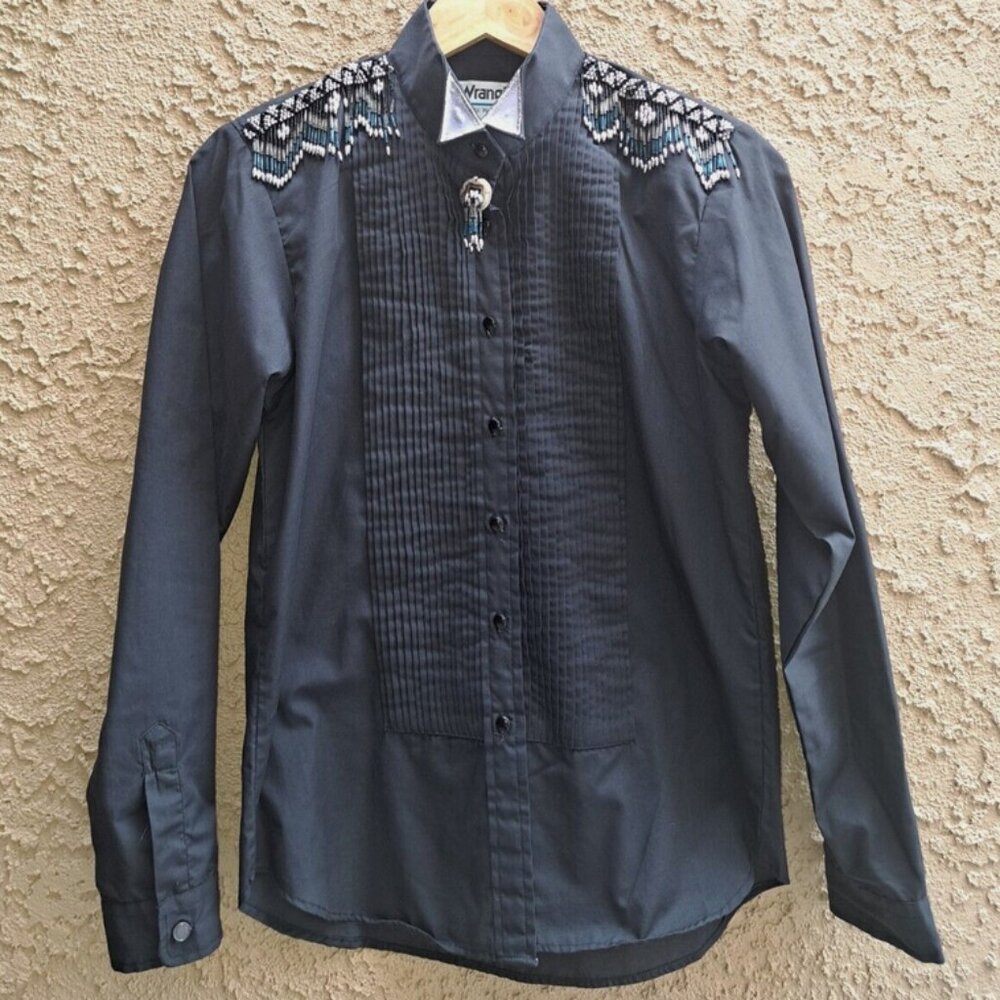 Women's Size Small Wrangler Button Up Beaded Fringe Western Shirt